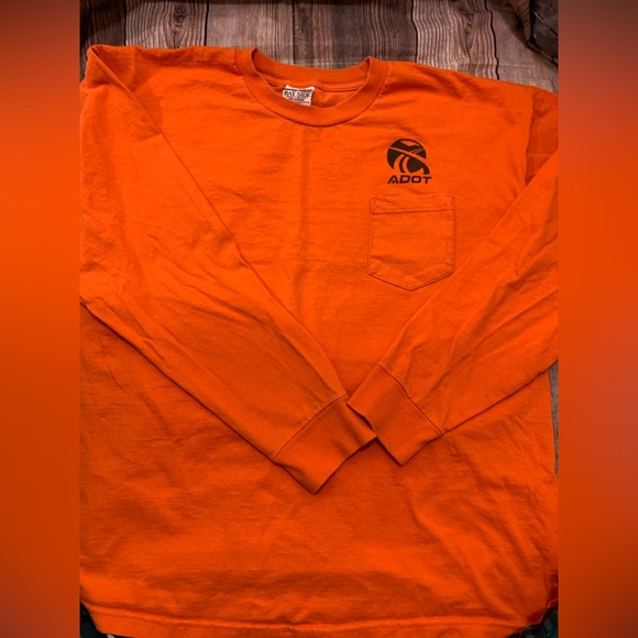 Bayside USA-Made Long Sleeve T-Shirt with a Pocket - Orange, - Picture 6 of 11